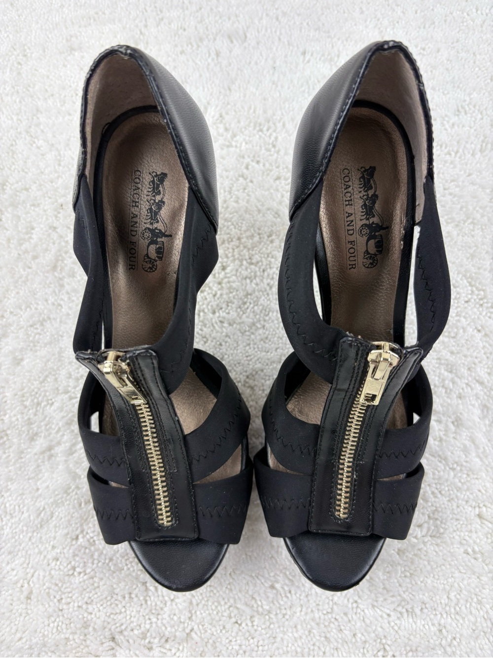 Women’s Black Coach & Four Zip-Front Strappy Sandals - Picture 12 of 12